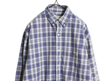 90s エディーバウアー チェック 長袖 ボタンダウン シャツ メンズ S 古着 オールド Eddie Bauer コットン 白タグ 長袖シャツ ポケット付き