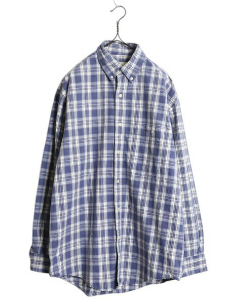 90s エディーバウアー チェック 長袖 ボタンダウン シャツ メンズ S 古着 オールド Eddie Bauer コットン 白タグ 長袖シャツ ポケット付き