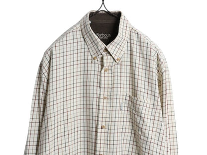 バブアー 長袖 ボタンダウン シャツ メンズ L / Barbour コットン 長袖シャツ ポケット付き タッタソール チェック マルチカラー BDシャツ