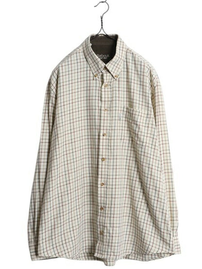 バブアー 長袖 ボタンダウン シャツ メンズ L / Barbour コットン 長袖シャツ ポケット付き タッタソール チェック マルチカラー BDシャツ