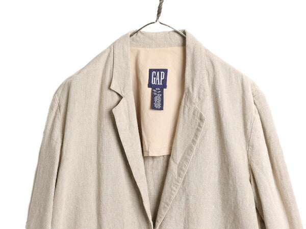 90s OLD GAP 100% リネン テーラード ジャケット レディース M / 90年代 オールド ギャップ ブレザー 無地 サマー ナチュラル 2ボタン 麻