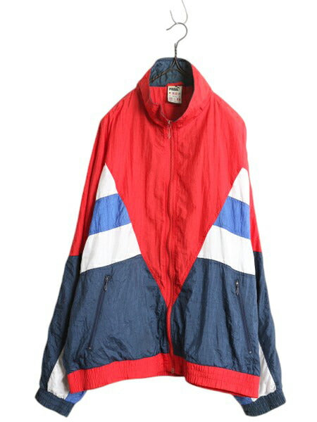80s プーマ フルジップ ナイロン ジャケット メンズ XL / ヴィンテージ PUMA トラックジャケット ブルゾン ジャンパー 万国旗 ライナー付き