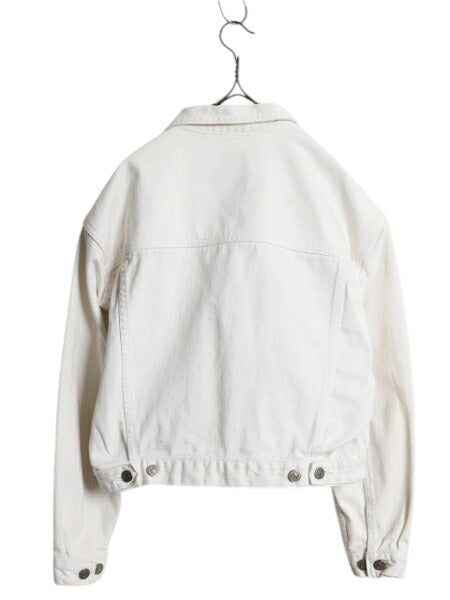 90s USA製 バナナリパブリック ホワイト デニム トラッカー ジャケット レディース XS オールド BANANA REPUBLIC Safari&Travel ジージャン