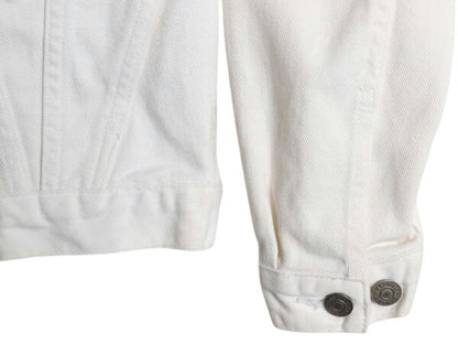 90s USA製 バナナリパブリック ホワイト デニム トラッカー ジャケット レディース XS オールド BANANA REPUBLIC Safari&Travel ジージャン