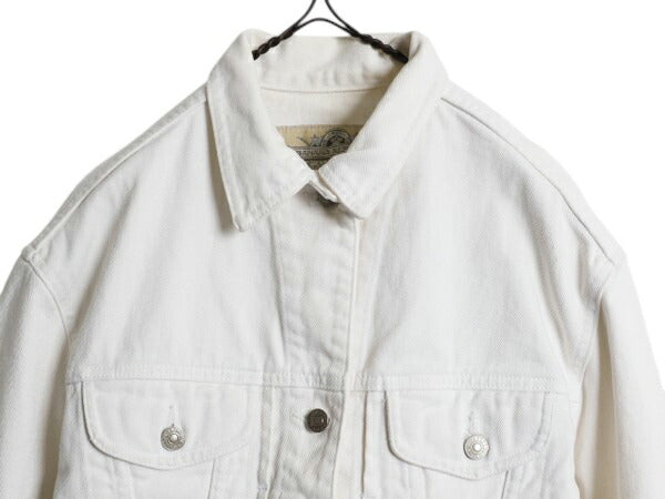 90s USA製 バナナリパブリック ホワイト デニム トラッカー ジャケット レディース XS オールド BANANA REPUBLIC Safari&Travel ジージャン