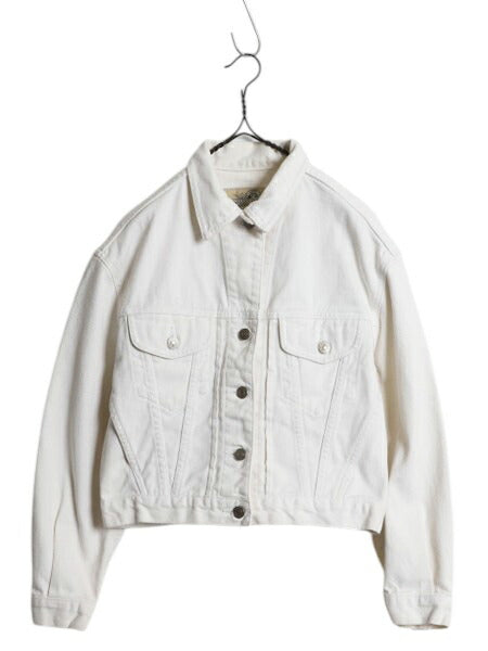 90s USA製 バナナリパブリック ホワイト デニム トラッカー ジャケット レディース XS オールド BANANA REPUBLIC Safari&Travel ジージャン