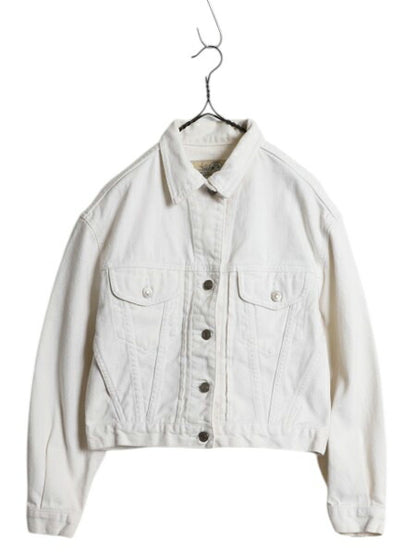 90s USA製 バナナリパブリック ホワイト デニム トラッカー ジャケット レディース XS オールド BANANA REPUBLIC Safari&Travel ジージャン