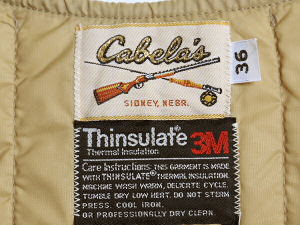 80s カベラス 中綿 キルティング ナイロン ベスト 36 メンズ S 程/ ヴィンテージ Cabelas アウトドア ハンティング ワーク 重ね着 前開き