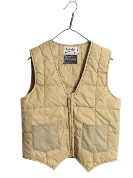 80s カベラス 中綿 キルティング ナイロン ベスト 36 メンズ S 程/ ヴィンテージ Cabelas アウトドア ハンティング ワーク 重ね着 前開き