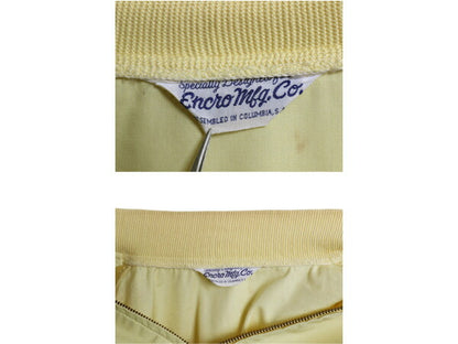 70s Enora mfg コットン ダービー ジャケット メンズ M 程/ 古着 ヴィンテージ フルジップ カップショルダー スイングトップ ブルゾン 薄黄