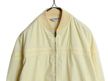 70s Enora mfg コットン ダービー ジャケット メンズ M 程/ 古着 ヴィンテージ フルジップ カップショルダー スイングトップ ブルゾン 薄黄