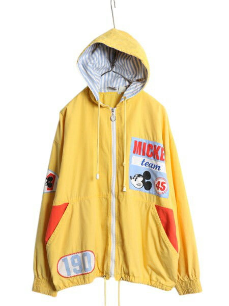 90s ディズニー オフィシャル ミッキー プリント セーリング ジャケット メンズ レディース L オールド キャラクター ジャンパー パーカー