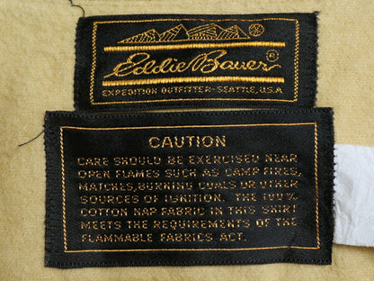 80s エディ―バウアー コットン シャモア クロス シャツ メンズ L / 80年代 ヴィンテージ Eddie Bauer 黒タグ ネルシャツ 長袖シャツ 無地