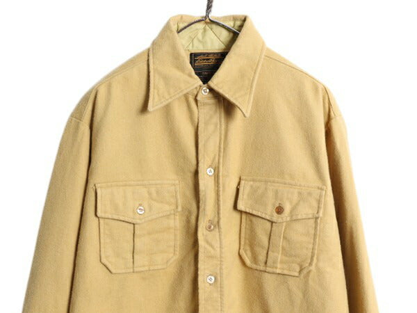 80s エディ―バウアー コットン シャモア クロス シャツ メンズ L / 80年代 ヴィンテージ Eddie Bauer 黒タグ ネルシャツ 長袖シャツ 無地