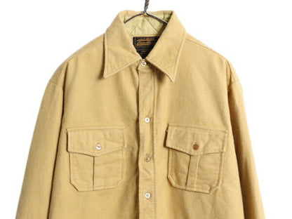 80s エディ―バウアー コットン シャモア クロス シャツ メンズ L / 80年代 ヴィンテージ Eddie Bauer 黒タグ ネルシャツ 長袖シャツ 無地