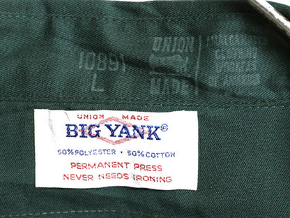 デッドストック 70s USA製 ビッグヤンク 半袖 ワーク シャツ メンズ L ヴィンテージ 企業 ワッペン ワンポイント ポケット付き 半袖シャツ