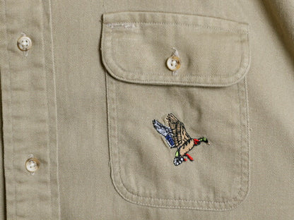 80s USA製 The Sporting Life ハンティング 長袖 シャツ メンズ XL / ヴィンテージ シューティング 本革 スウェード レザー エルボーパッチ