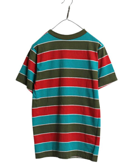デッドストック 70s ボーダー 半袖 Tシャツ メンズ S 程/ 未使用品 ヴィンテージ マルチカラー モックネック シングルステッチ カットソー