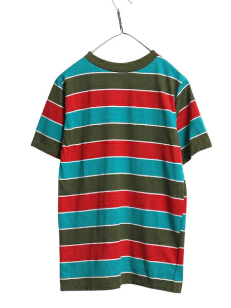 デッドストック 70s ボーダー 半袖 Tシャツ メンズ S 程/ 未使用品 ヴィンテージ マルチカラー モックネック シングルステッチ カットソー