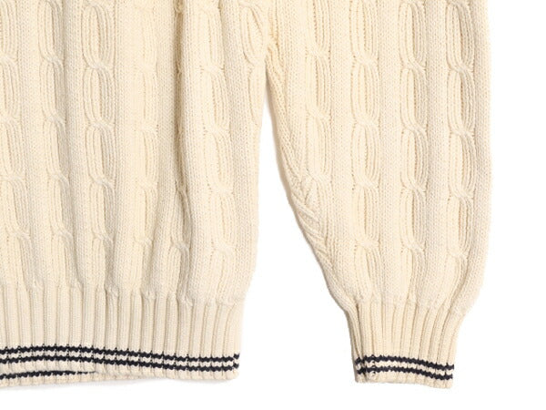 90s J CREW コットン ケーブル ニット セーター メンズ L 90年代 オールド ジェイクルー 巨人タグ クルーネック ヘビーウェイト ナチュラル
