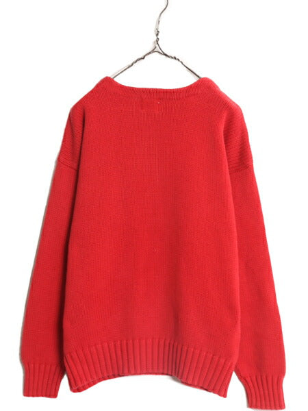 90s OLD GAP ボートネック コットン ニット セーター メンズ M / 古着 90年代 オールド ギャップ 旧タグ ヘビーウェイト ワンポイント 厚手