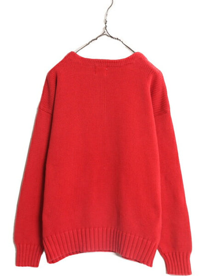 90s OLD GAP ボートネック コットン ニット セーター メンズ M / 古着 90年代 オールド ギャップ 旧タグ ヘビーウェイト ワンポイント 厚手