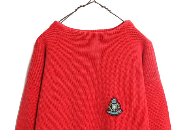 90s OLD GAP ボートネック コットン ニット セーター メンズ M / 古着 90年代 オールド ギャップ 旧タグ ヘビーウェイト ワンポイント 厚手
