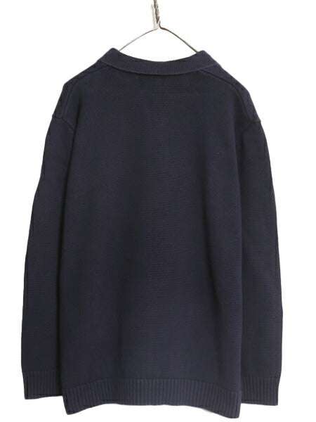 90s LAUREN ラルフローレン コットン ニット セーター レディース XL 90年代 オールド ポロ ワンポイント クッキー クレスト レースアップ