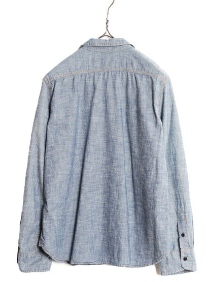 ラルフローレン 100% コットン シャンブレー シャツ レディース L ポロ ワーク 長袖シャツ LAUREN JEANS Co マチ付き ヴィンテージ モデル