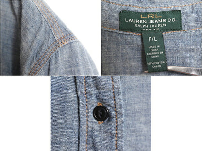 ラルフローレン 100% コットン シャンブレー シャツ レディース L ポロ ワーク 長袖シャツ LAUREN JEANS Co マチ付き ヴィンテージ モデル