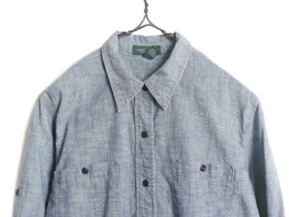ラルフローレン 100% コットン シャンブレー シャツ レディース L ポロ ワーク 長袖シャツ LAUREN JEANS Co マチ付き ヴィンテージ モデル
