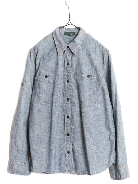 ラルフローレン 100% コットン シャンブレー シャツ レディース L ポロ ワーク 長袖シャツ LAUREN JEANS Co マチ付き ヴィンテージ モデル