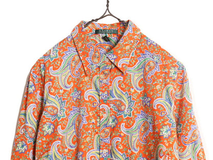 00s LAUREN ラルフローレン 総柄 シャツ レディース XL 古着 ポロ オールド 7分袖 5分袖 長袖シャツ 大きいサイズ ペイズリー マルチカラー