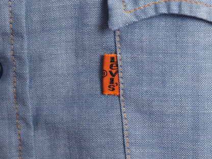 70s USA製 リーバイス ハンドメイド 刺繍 長袖 シャンブレー シャツ メンズ XS レディース S / 1点物 ヴィンテージ 長袖シャツ サドルマン