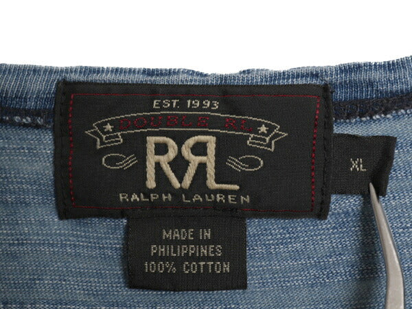 ダブルアールエル ラルフローレン インディゴ ボーダー ポケット付き 半袖 Tシャツ メンズ XL / 古着 ポロ 無地 ポケT 本藍染め スラブ織り