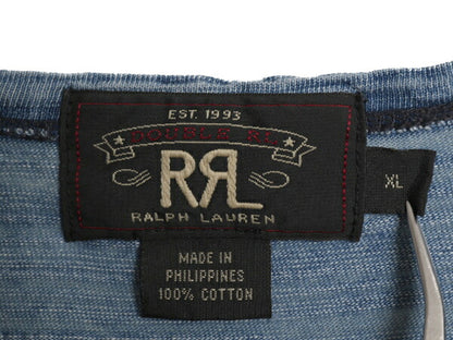 ダブルアールエル ラルフローレン インディゴ ボーダー ポケット付き 半袖 Tシャツ メンズ XL / 古着 ポロ 無地 ポケT 本藍染め スラブ織り