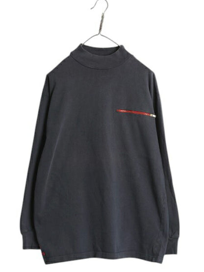 CP RL-93 90s ラルフローレン モックネック デザイン 長袖 Tシャツ メンズ M ポロ オールド 当時物 ロンT カットソー ラガーシャツ 素材 黒