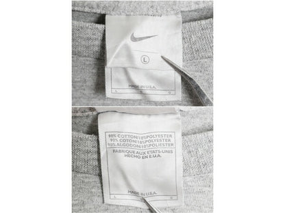 00s USA製 ナイキ 長袖 Tシャツ メンズ L 古着 オールド センター スモール スウッシュ ロンT ロングTシャツ ロゴT ワンポイント 当時物 灰
