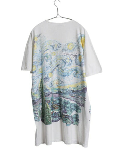 90s ゴッホ プリント Tシャツ XL 程/ オールド 当時物 両面 アート 絵画 芸術 星月夜 イラスト 大きいサイズ MUSIUM COMPANY オフィシャル