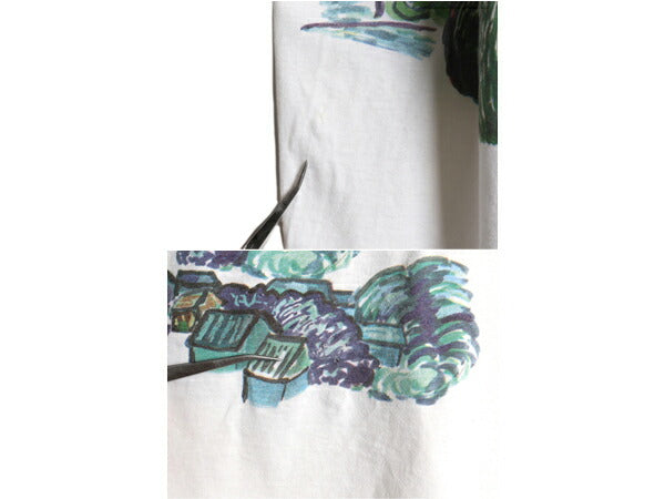 90s ゴッホ プリント Tシャツ XL 程/ オールド 当時物 両面 アート 絵画 芸術 星月夜 イラスト 大きいサイズ MUSIUM COMPANY オフィシャル