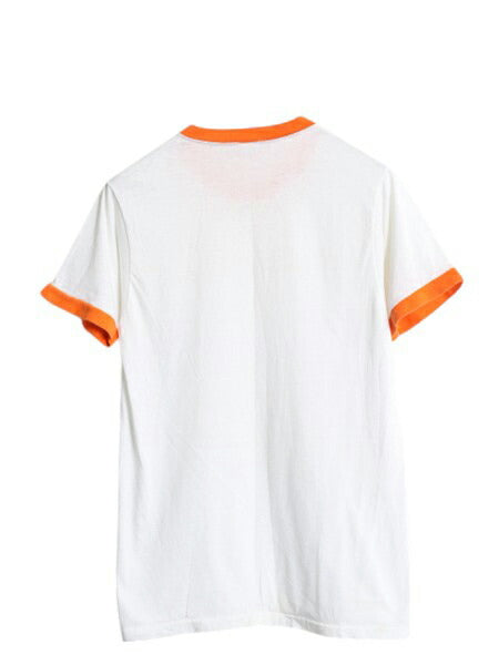 70s USA製 チャンピオン ステンシル プリント 半袖 リンガー Tシャツ メンズ レディース M 小さめ S 程/ ヴィンテージ バータグ ツートン