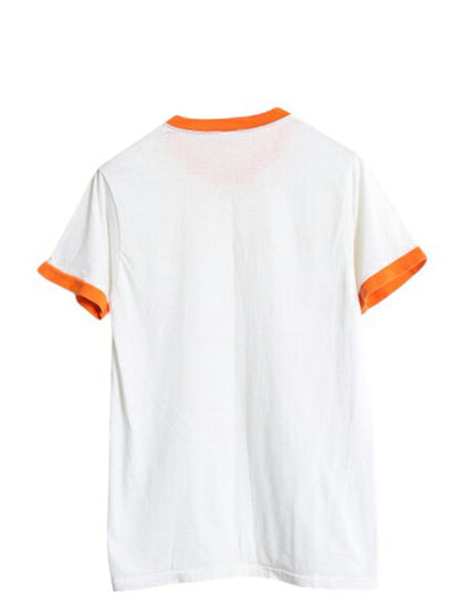 70s USA製 チャンピオン ステンシル プリント 半袖 リンガー Tシャツ メンズ レディース M 小さめ S 程/ ヴィンテージ バータグ ツートン