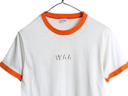 70s USA製 チャンピオン ステンシル プリント 半袖 リンガー Tシャツ メンズ レディース M 小さめ S 程/ ヴィンテージ バータグ ツートン