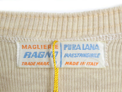 デッドストック 70s 80s イタリア製 Ragno クルーネック リブ付き カットソー メンズ レディース XL 程/ ウール 無地 ロンT 大きいサイズ