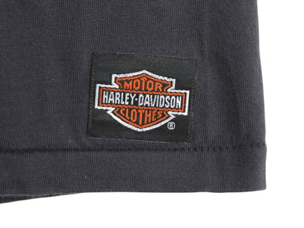 90s ハーレー ダビットソン 両面 プリント 半袖 Tシャツ M 程 オールド ロゴ ヘビーウェイト ブラック シングルステッチ バックプリント 黒