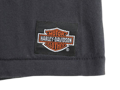 90s ハーレー ダビットソン 両面 プリント 半袖 Tシャツ M 程 オールド ロゴ ヘビーウェイト ブラック シングルステッチ バックプリント 黒