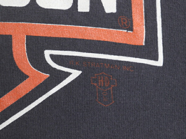 90s ハーレー ダビットソン 両面 プリント 半袖 Tシャツ M 程 オールド ロゴ ヘビーウェイト ブラック シングルステッチ バックプリント 黒