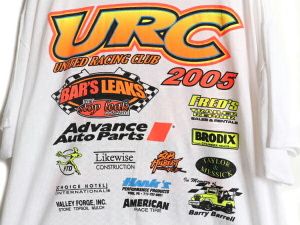 00s URC レーシング クラブ 両面 プリント 半袖 Tシャツ メンズ XL / オールド イラスト スポンサー ロゴ バックプリント 白 大きいサイズ