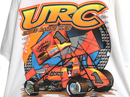 00s URC レーシング クラブ 両面 プリント 半袖 Tシャツ メンズ XL / オールド イラスト スポンサー ロゴ バックプリント 白 大きいサイズ