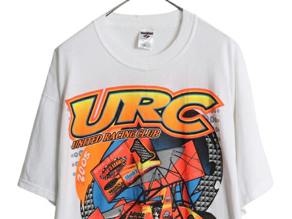 00s URC レーシング クラブ 両面 プリント 半袖 Tシャツ メンズ XL / オールド イラスト スポンサー ロゴ バックプリント 白 大きいサイズ